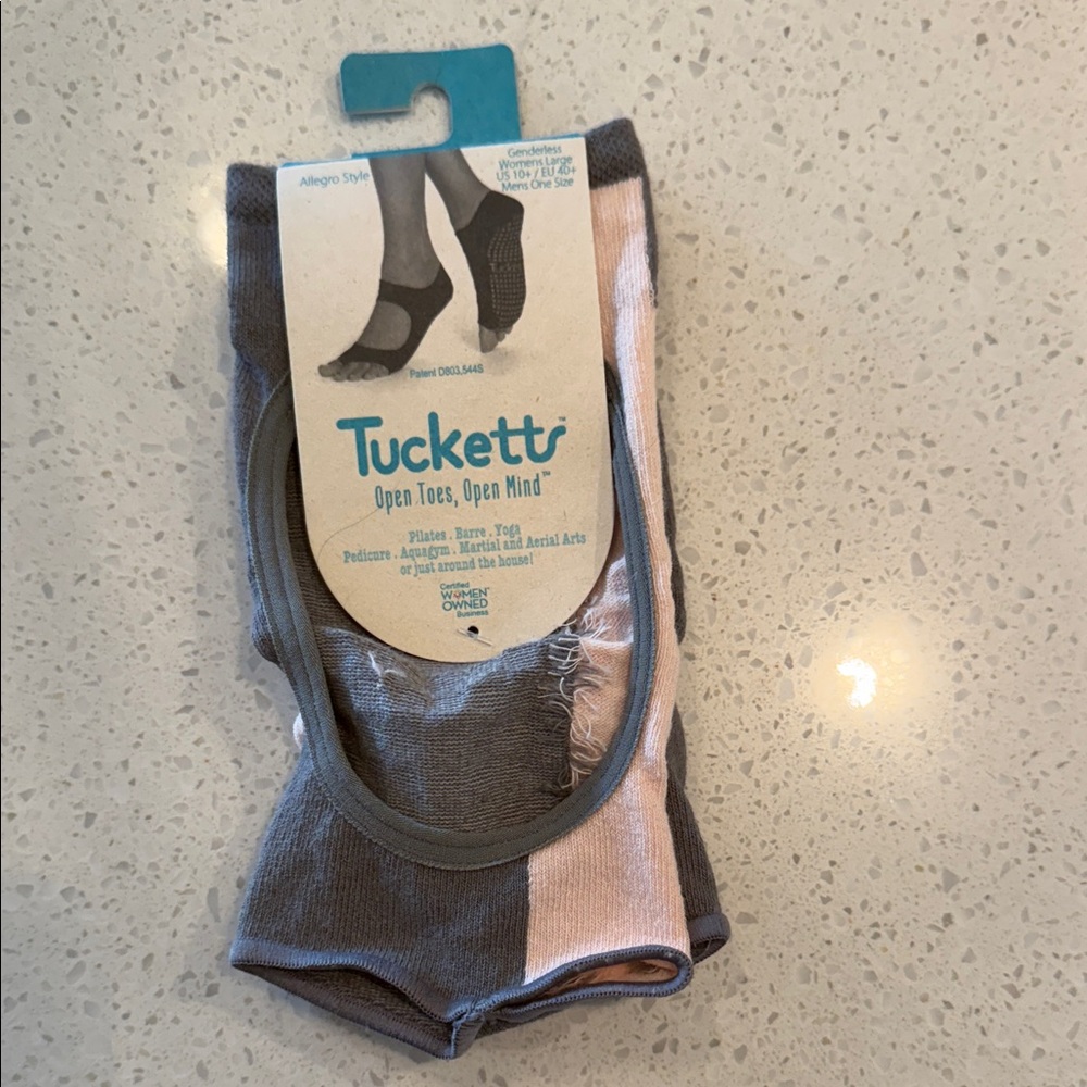 Gray and Pink Open Toe Athletic Socks